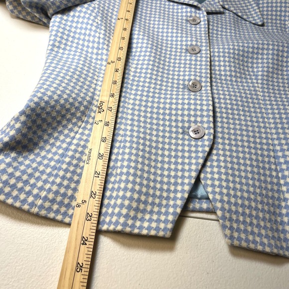 Pendleton Womens Houndstooth Wool Blazer Blue Cream Size 14 P Vintage Preppy - Picture 7 of 8